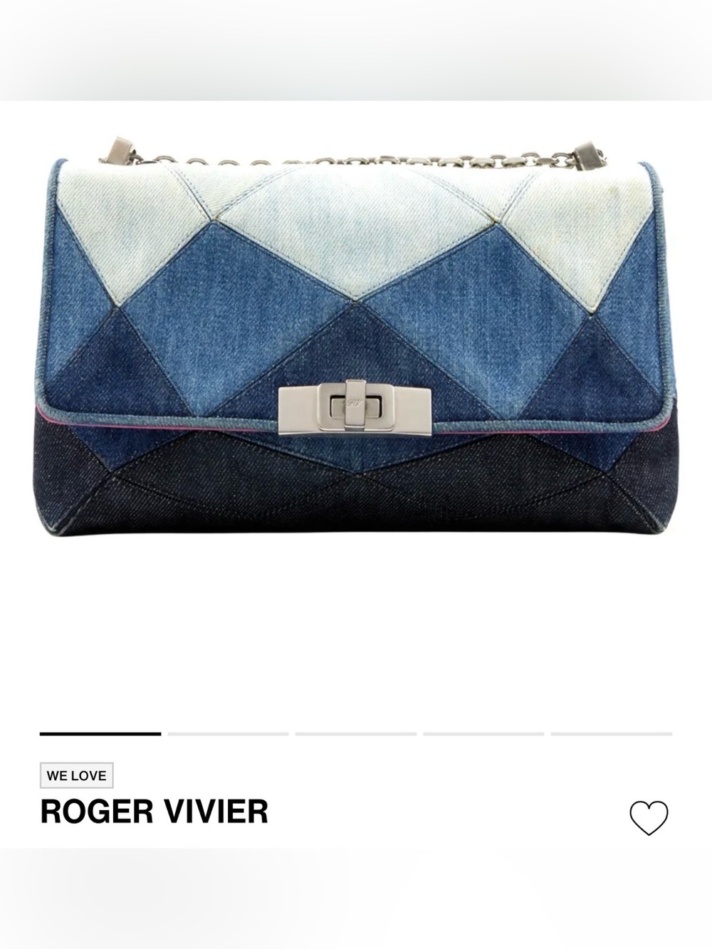Roger Vivier Denim Patchwork Clutch in Gradient Blues